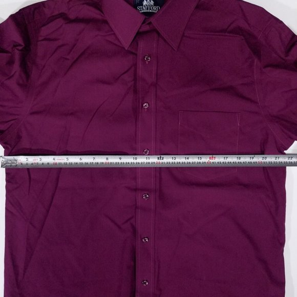 Stafford Wrinkle-Free Pink Long Sleeve Dress Shirt - Picture 7 of 12